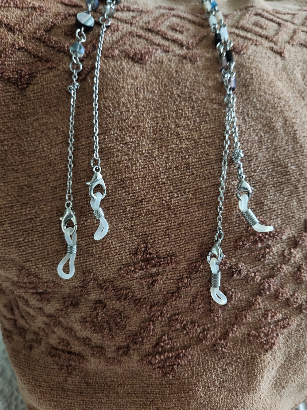 Silver-Tone Beaded Eyeglass Chain Necklace - Silver